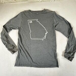 Home Free T-Shirt Women Small Gray Georgia State Outline Graphic Tee
